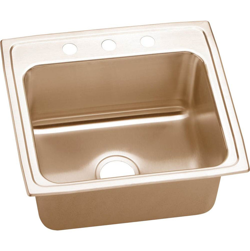 Elkay DLR221910MR2-CU 18 Gauge CuVerro antimicrobial copper 22' x 19.5' x 10.125' Single Bowl Top Mount Sink