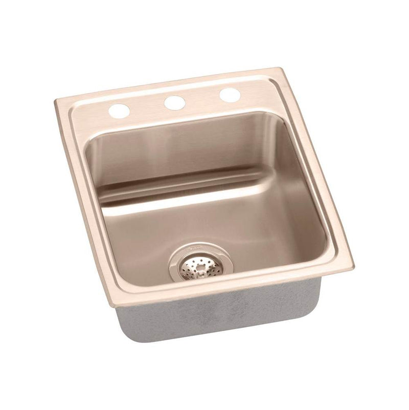 Elkay LRAD1522401-CU 18 Gauge CuVerro antimicrobial copper 15' x 22' x 4' Single Bowl Top Mount Sink