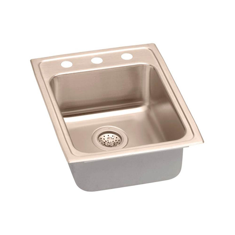 Elkay LRAD1722400-CU 18 Gauge CuVerro Antimicrobial Copper 17' x 22' x 4' Single Bowl Top Mount Sink