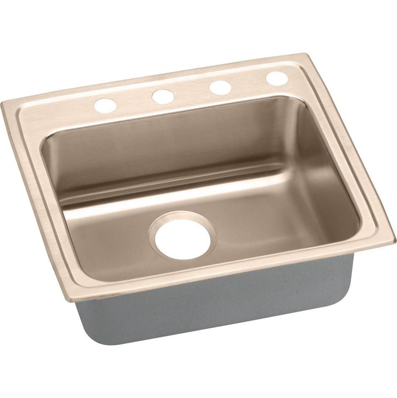 Elkay LRAD2521404-CU 18 Gauge CuVerro antimicrobial copper 25' x 21.25' x 4' Single Bowl Top Mount Sink