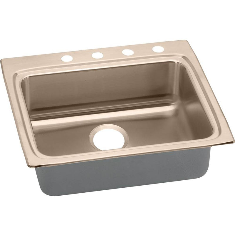 Elkay LRAD2522504-CU 18 Gauge CuVerro antimicrobial copper 25' x 22' x 5' Single Bowl Top Mount Sink