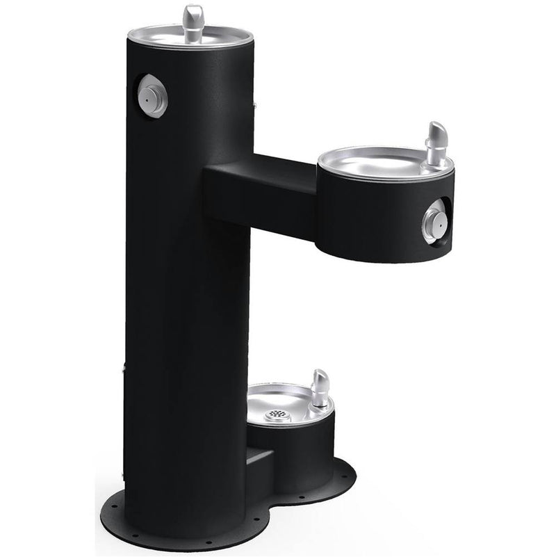 Elkay LK4420DBBLK BI-LEVEL PEDESTAL FTN, ADA W/DOG BOWL, BLK