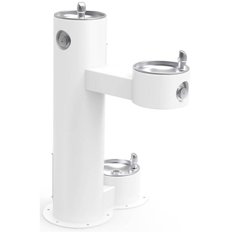 Elkay LK4420DBFRKWHT BI-LEVEL PEDESTAL FTN, ADA W/DOG BOWL, FR, WHT