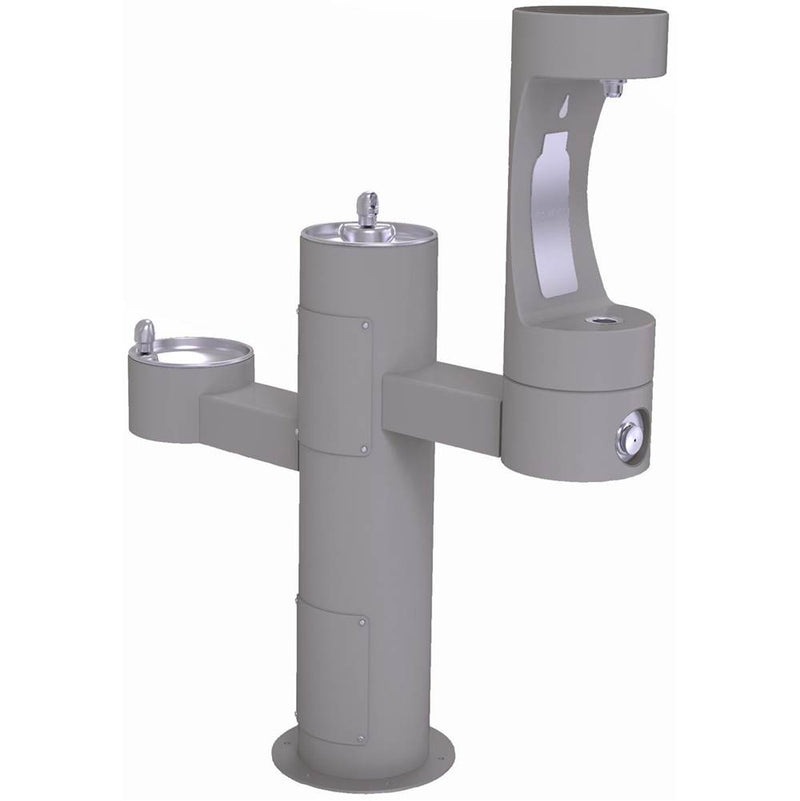 Elkay LK4430BF1MFRKGRY TRI-LEVEL PEDESTAL FTN W/MIDDLE BOTTLE FILLER, ADA, FR, GRY