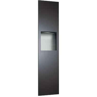 ASI 6467-41 Piatto Recessed Paper Towel Dispenser and Waste Receptacle, Black Phenolic Door, 13" x 55" x 4-9/16"