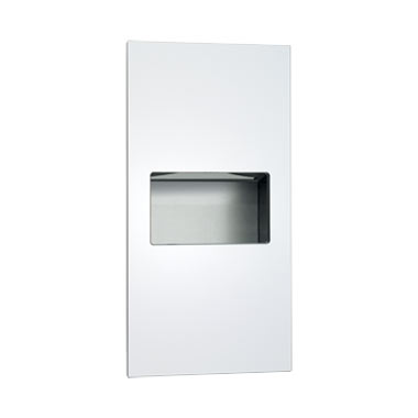 ASI 64623-00 Piatto Recessed Paper Towel Dispenser and Waste Receptacle, White Phenolic Door, 14-1/4" x 28" x 4-9/16"