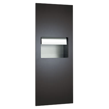 ASI 64696A-41 Piatto Recessed Automatic Roll Paper Towel Dispenser (Battery Operated), Black Phenolic Door, 16-1/16