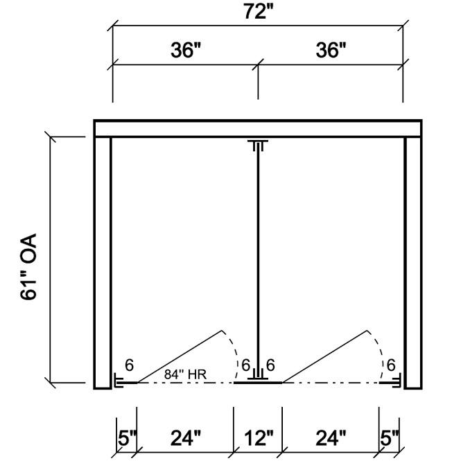 Scranton Toilet Partition, 3 Between Wall Compartments, Plastic, 108"W x 61"D, BW33660-PL-SCRANTON