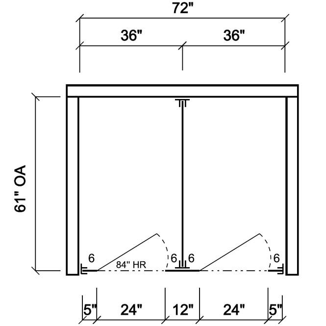 Scranton Toilet Partition, 2 Between Wall Compartments, Plastic, 72"W x 61"D, BW23660-PL-SCRANTON