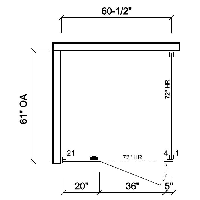 Scranton Toilet Partition, 1 ADA In Corner Compartment, Plastic, 60"W x 61"D, ICADA-PL-SCRANTON
