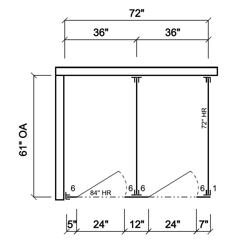 Scranton Toilet Partition, 2 In Corner Compartments, Plastic, 72"W x 61"D, IC23660-PL-SCRANTON