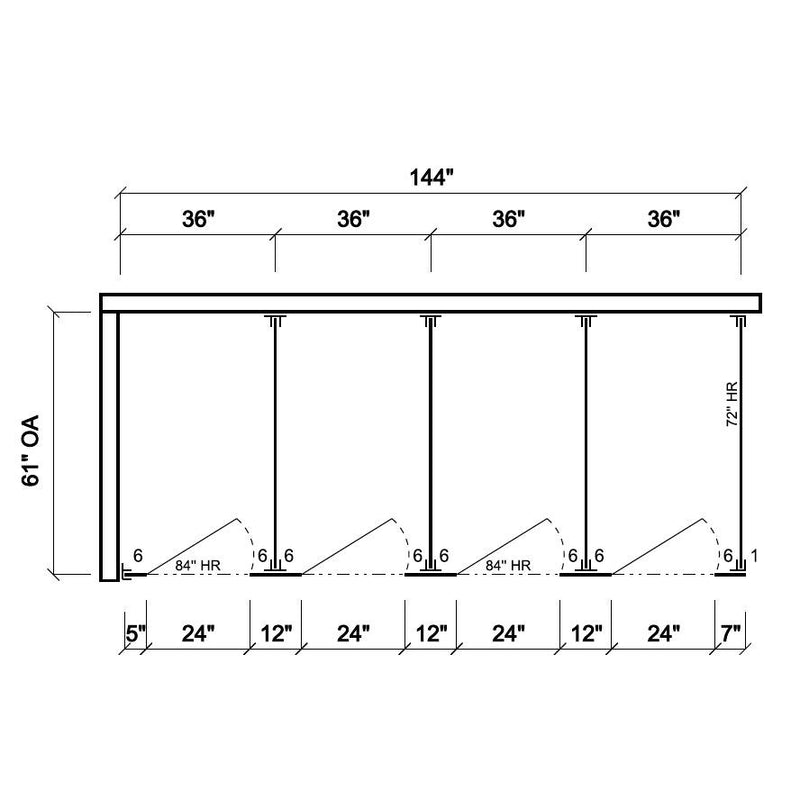 Scranton Toilet Partition, 4 In Corner Compartments, Plastic, 144"W x 61"D, IC43660-PL-SCRANTON