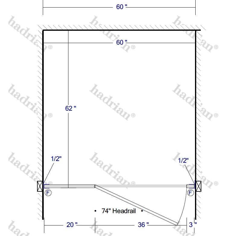 Hadrian Toilet Partition, 1 ADA Between Wall Compartment, Metal, 60"W x 62"D - BWADA-HADRIAN