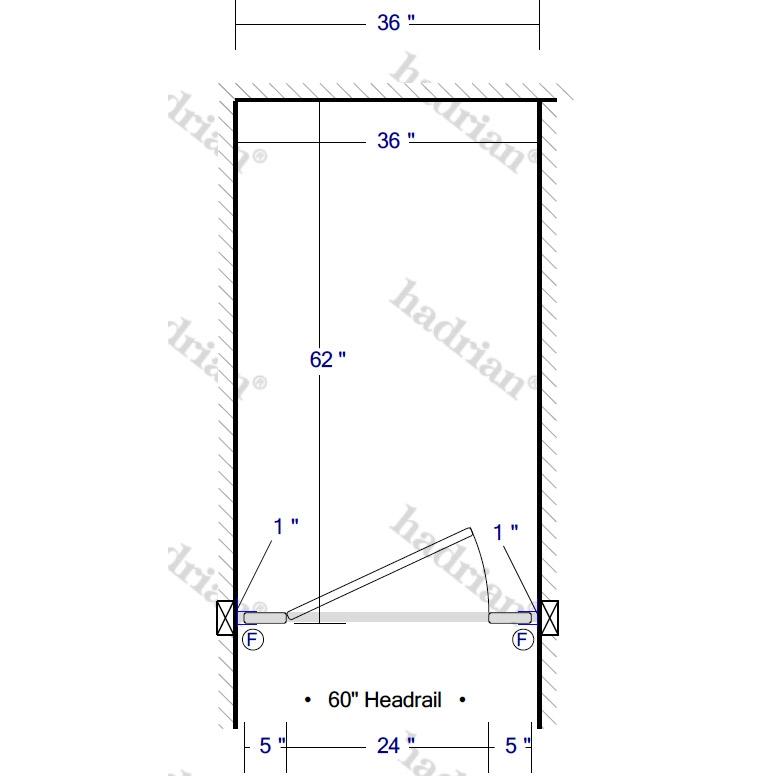 Hadrian Toilet Partition, 1 Between Wall Compartment, Metal, 36