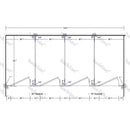 Hadrian Toilet Partition, 4 Between Wall Compartments, Metal, 144"W x 62"D - BW43660-HADRIAN