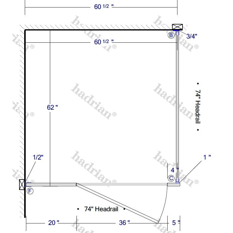 Hadrian Toilet Partition, 1 ADA In Corner Compartment, Plastic, 60"W x 62"D - ICADA-PL-HADRIAN