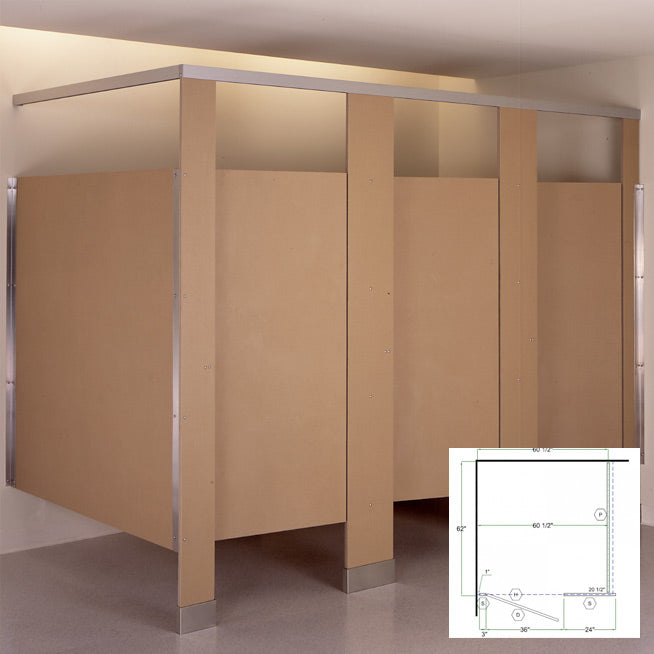 Bobrick Bathroom Partition, 1 ADA In Corner Compartment, Solid Color Reinforced Composite, 60"W x 62"D, ICADA-SCRCBOB