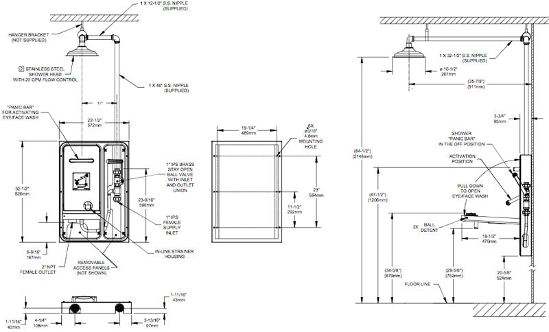 Haws 8356WCSM AXION MSR Surface Mount Shower and Eye Face Wash