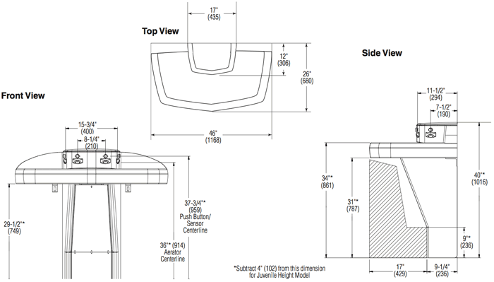 Bradley MF2944-IR-STD-NSD-TMA Multi Fount Washfountain, 4 Person, Charcoal Gray