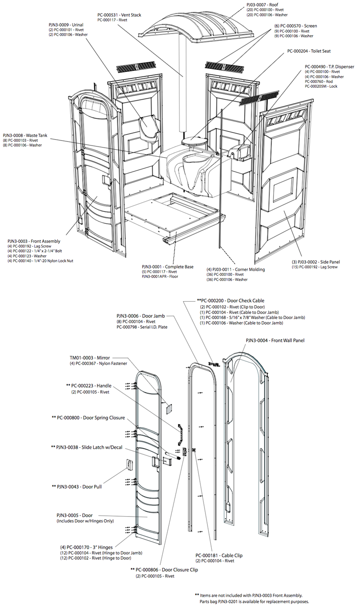 PolyJohn PJN3 Portable Restroom, PJN3-1000