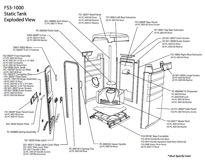 PolyJohn Fleet Portable Restroom, FS3-1000