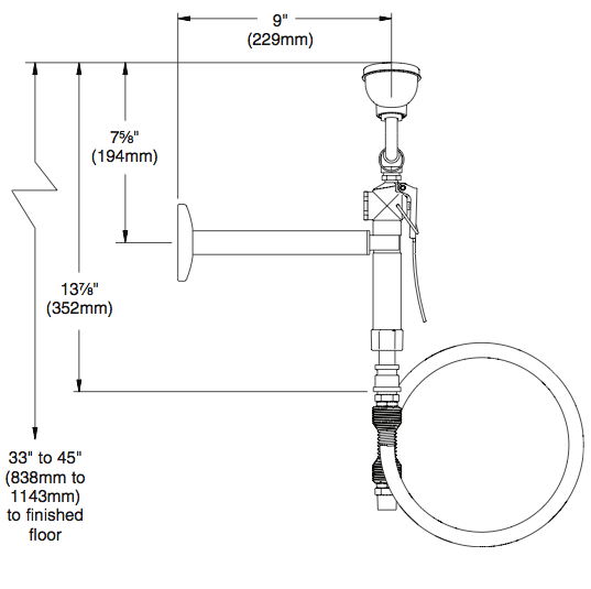 Bradley S1944011ABC Wall Mount Hand-Held Eyewash Drench Hose, Dual Head