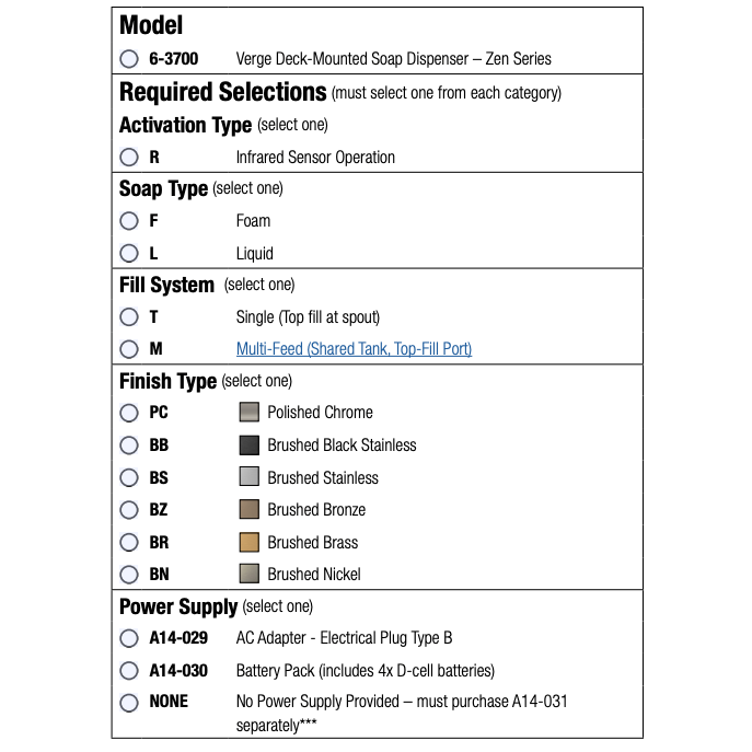Bradley  - 6-3700-RFM-PC - Touchless Counter Mounted Sensor Soap Dispenser, Polished Chrome, Zen Series